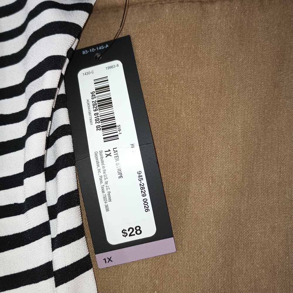 Worthington Black and White Striped Blouse 1X - Picture 5 of 9